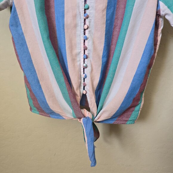 Madewell Novel Tie-Front Button Top in Flagstaff Stripe - Picture 6 of 13